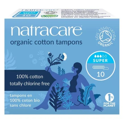 Natracare 10 Tampons super sans applicateur en coton bio hygiène féminine les copines bio