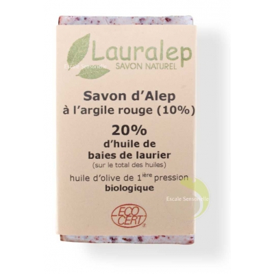 Lauralep Savon d'Alep à l'Argile Rouge 20% d'huile de laurier 150gr les copines bio