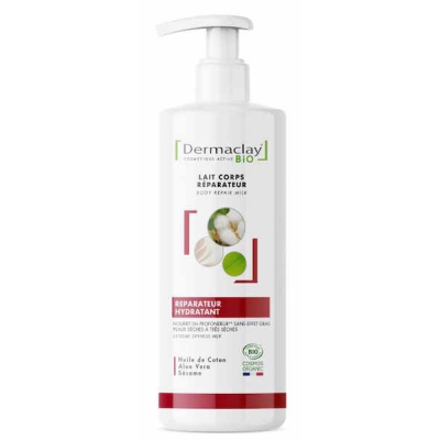 Dermaclay Lait corps réparateur hydratant peaux très sèches ou rugueuses 400 ml Les copines bio