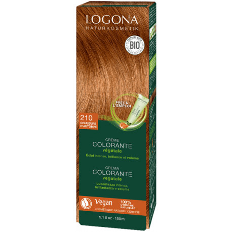 Logona Crème colorante végétale 210 Couleurs d'Automne cheveux chatains 150 ml les copines bio