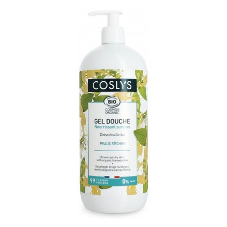 Coslys Gel douche surgras adoucissant extrait de Chèvrefeuille bulle de satin 1 L les copines bio