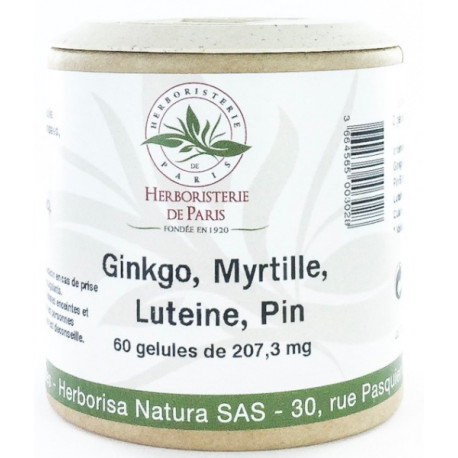 Herboristerie de Paris Ginkgo Myrtille Lutéine OPC Zéaxanthine 60 Gélules  prévention de la dmla les copines bio
