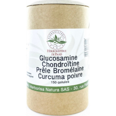 Herboristerie de paris Glucosamine chondroïtine Prêle Bromélaïne Curcuma Poivre 150 Gélules les copines bio