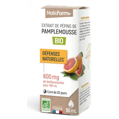 Nat et Form Extrait de pépins de pamplemousse 800mg 50ml bioflavonoides quercétine les copines bio