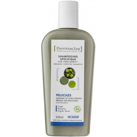 Dermaclay Shampoing Bio Capilargil Pellicules 250 ml huile de cade argile verte Les copines bio
