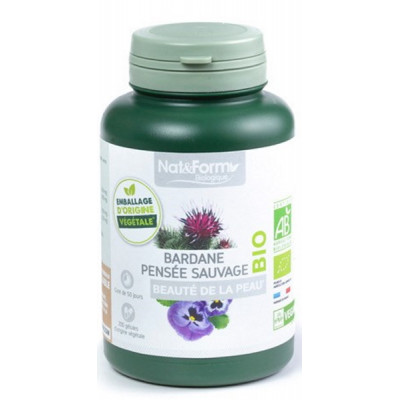 Nat et Form Bardane Pensée sauvage bio beauté 200 gélules végétales dépurer et purifier les copines bio