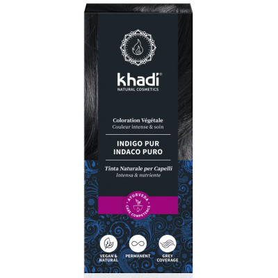 Khadi coloration végétale Indigo Pur Bleu 100gr soin capillaire les copines bio