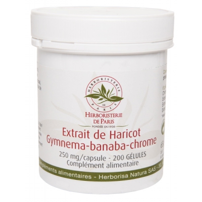 Herboristerie de paris Gluci silhouette Extrait de Haricot Gymnema Banaba Chrome 200 Gélules Les copines bio