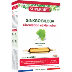 Super Diet Ginkgo Biloba Bio 20 ampoules de 10ml mémoire concentration protection Les copines bio