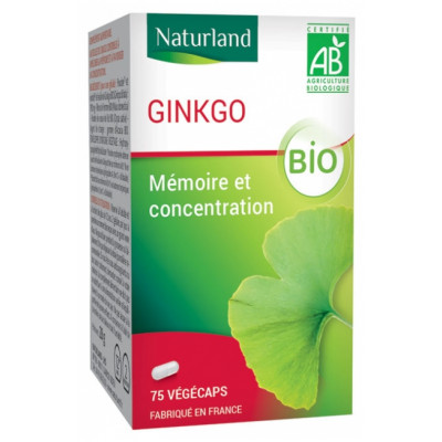  Naturland Ginkgo Biloba 75 Gélules Végécaps concentration apprentissage Les copines bio