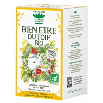 Romon Nature Tisane Bien être du Foie bio 20 sachets digestion foie bile Les copines bio