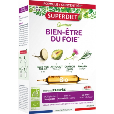 Super Diet Quatuor radis noir Chardon marie artichaut romarin 20x15 ml Les copines bio