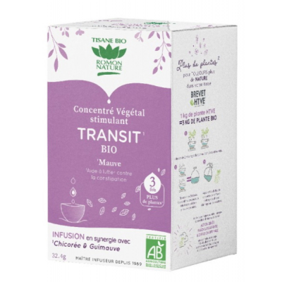 Romon Nature Tisane concentré végétal Transit Bio 18 sachets mauve guimauve Les copines bio
