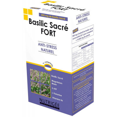 Nutrigee Basilic Sacré fort Anti stress naturel 30 comprimés anti nervosité humeur Les copines bio