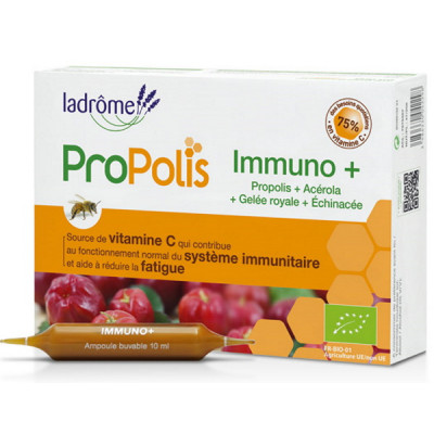 Ladrôme Immuno Plus Echinacéa Propolis Gelée Royale Acérola 20 ampoules immunité défenses Les copines bio