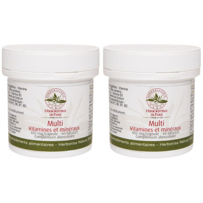 Herboristerie de paris Lot de 2 Multi Vitamines Minéraux 2x60 gélules 2 mois de cure vitalité tonus Les copines bio