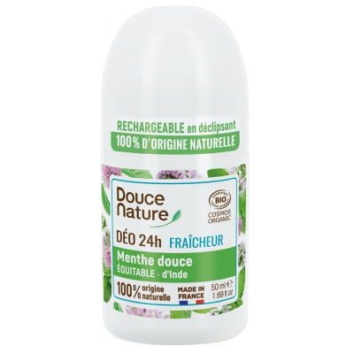 Douce nature Déodorant à billes peaux normales Menthe 24H 50ml Douce Nature Les copines bio