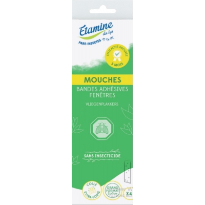 Etamine du Lys 4 Bandes adhésives anti mouches fenêtres