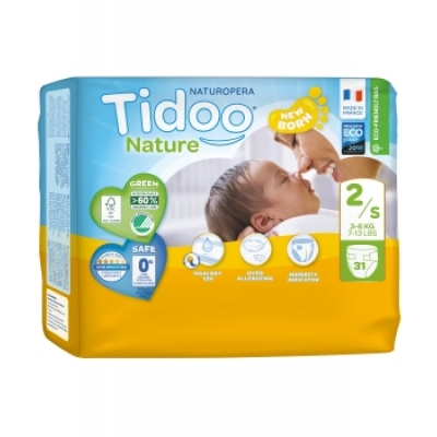 Tidoo 31 Couches Single Pack (T2/S) 3/6kg x31 Produit d'Hygiène pour le change de bébé Les Copines Bio