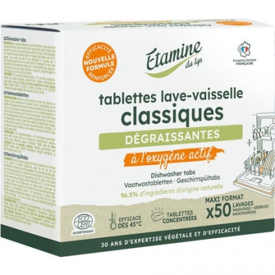 Etamine du Lys 50 Tablettes lave vaisselle 1kg x50 Produit de lavage pour la vaisselle Les Copines Bio