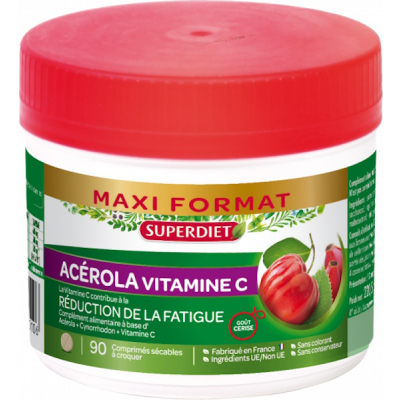 Super Diet Acérola 500 Vitamine C naturelle 90 comprimés Complément alimentaire Les Copines Bio