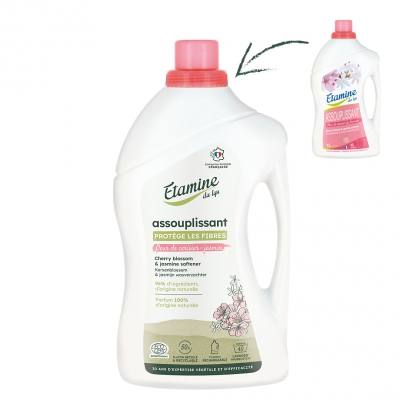 Etamine du Lys Assouplissant fleur de cerisier et jasmin 1Litre produit d'entretien ménager Les Copines Bio
