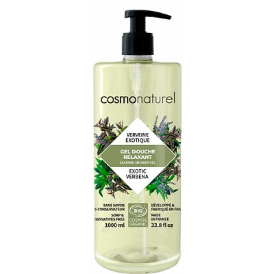 Cosmo Naturel Gel douche Relaxant Verveine exotique 1 Litre Bain douche relaxant les copines bio aloe vera