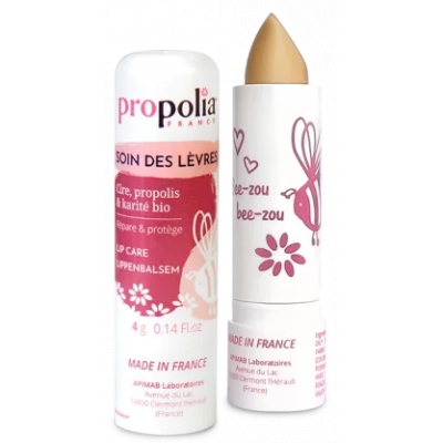 Propolia Baume à Lèvres Propolis Karité Cire de Propolis Stick 4ml soin des lèvres bio Les Copines Bio