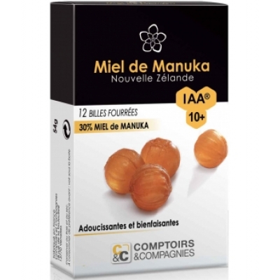 Comptoirs Et Compagnies Billes Fourrées 30% Miel de Manuka IAA10 Plus 54gr complément alimentaire Les Copines Bio