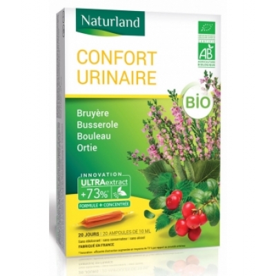 Naturland Confort urinaire Bruyère Busserole Bouleau Ortie Bio 20 ampoules de 10ml complément alimentaire Les Copines Bio