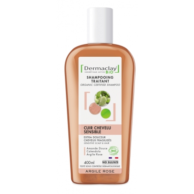 Dermaclay  Shampoing Extra Douceur Capilargil à l'Argile Rose Cheveux fragiles et délicats 400ml produit de soin pour les cheveu