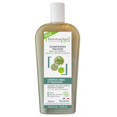 Dermaclay  Capilargil à l'Argile verte cheveux gras et pellicules 400ml produit de soin pour les cheveux Les Copines Bio