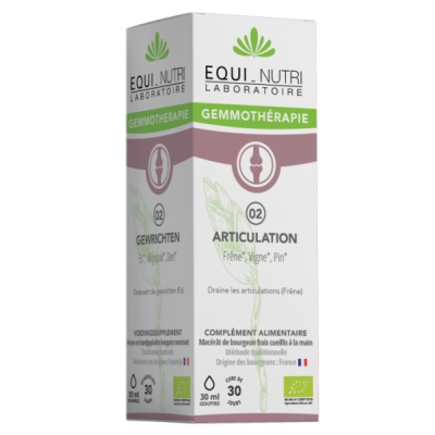 Equi - Nutri Articulation No 2 Cartibel Bio Flacon compte gouttes 30ml complément alimentaire de gemmothérapie Les Copines Bio