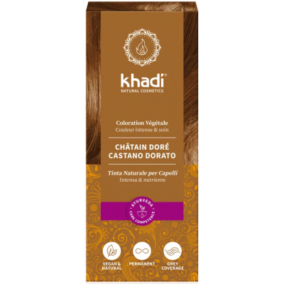 Khadi Coloration végétale Chatain doré 100gr produit de coloration capillaire Les Copines Bio