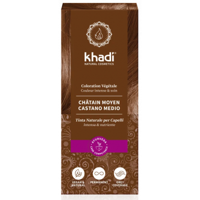 Khadi Coloration végétale Chatain moyen 100gr produit de coloration capillaire Les Copines Bio