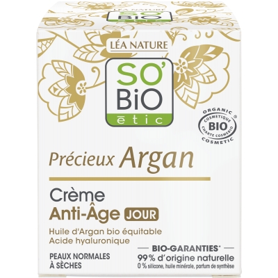 So'bio Crème de Jour anti âge Huile d'Argan Acide Hyaluronique  50ml produit de soin pour le visage Les Copines Bio