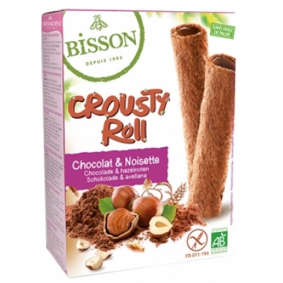 Le pain des fleurs Crousty Roll Biscuits fourrés Cacao et Noisette  125g produit d'alimentation Les Copines Bio
