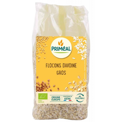 Primeal Flocons d'avoine gros  500g produit d'alimentation Les Copines Bio