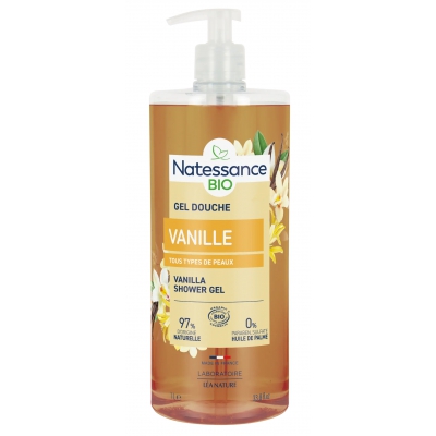 Natessance Gel douche Vanille fruitée Sans Sulfates  1L produit d'hygiène pour le corps Les Copines Bio
