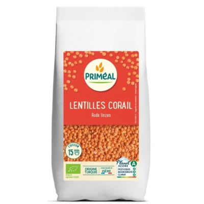 Primeal Lentilles corail  500g produit d'alimentation Les Copines Bio