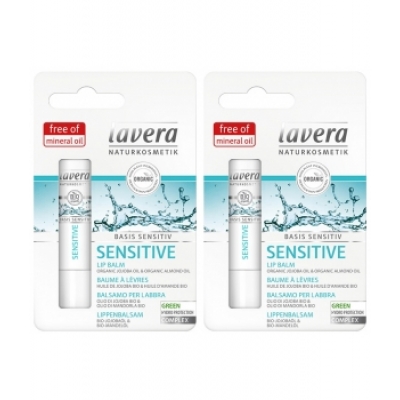Lavera Lot de 2 Baume à lèvres Jojoba Amande douce Basis Sensitiv 2x4,5gr produit de soin pour les lèvres Les Copines Bio