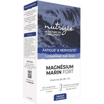 Nutrigée Magnésium Marin Fort, B6, B9, Fer comprimés bi couche 60 comprimés complément alimentaire Les Copines Bio