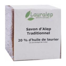 Lauralep Savon d'Alep Traditionnel 20% 180gr produit d'hygiène pour la douche et le bain Les Copines Bio