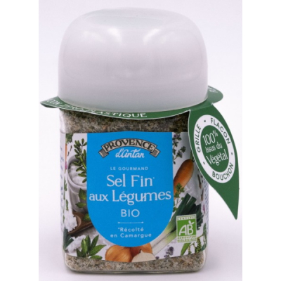Provence D'Antan Sel fin de Camargue aux Légumes pot végétal biodégradable 90gr produit alimentaire - condiment Les Copines Bio