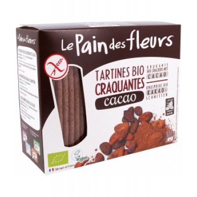 Le pain des fleurs Tartines craquantes Cacao  160g produit d'alimentation Les Copines Bio
