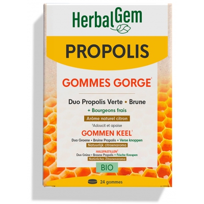 Herbalgem Gemmobase Propolis Large spectre gommes arôme citron 24 pièces  complément alimentaire de gemothérapie Les Copi