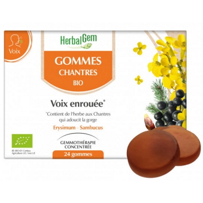 Herbalgem  Gommes Chantres Voix enrouée  complément alimentaire de gemothérapie Les Copines Bio