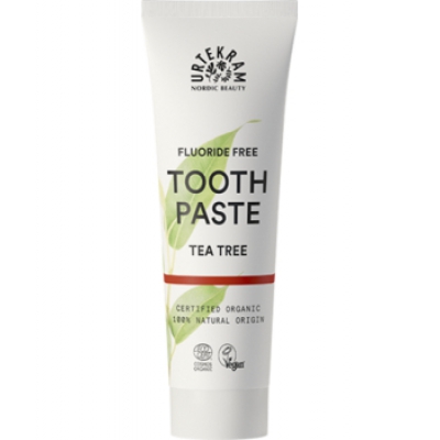 Urtekram Dentifrice tea tree Huile Essentielle d'arbre à Thé sans fluor 75ml  produit de soins bucco-dentaires Les Copines Bio