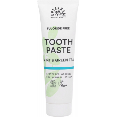 Urtekram Dentifrice Thé vert Menthe sans fluor 75ml  produit de soins bucco-dentaires Les Copines Bio