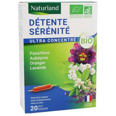 Naturland Passiflore Aubépine Oranger Lavande Bio 20 ampoules Sommeil Relaxation Complément alimentaire Les Copines Bio